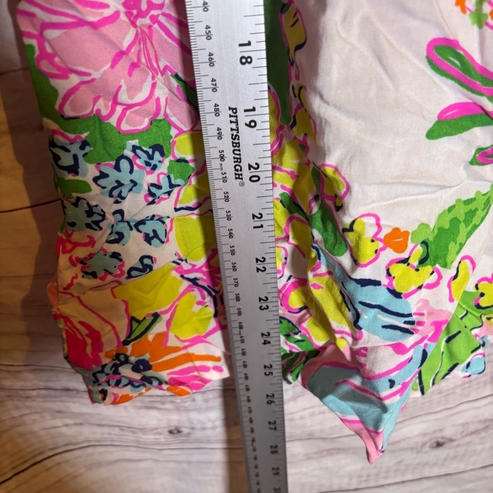 Lilly Pulitzer Zip up Floral Sleeveless Tropical Fit and Flare Tank top Medium - Picture 2 of 8